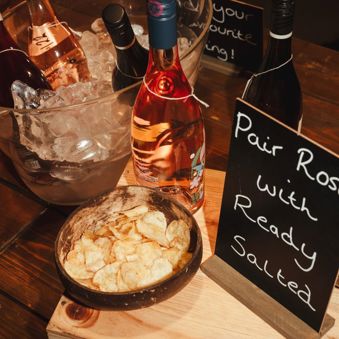 crisps with bottle of wine for pairing